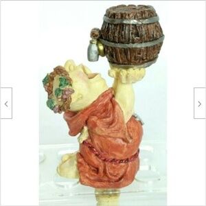 Vintage Monk Drinking From Barrel Wine Stopper
